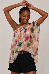 🍰 SUMMER 2026 - Phili - one shoulder -One Shoulder top - Sheer Pink Flowers
