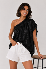 🍰 SUMMER 2026 - Phili - one shoulder -One Shoulder top- Black satin