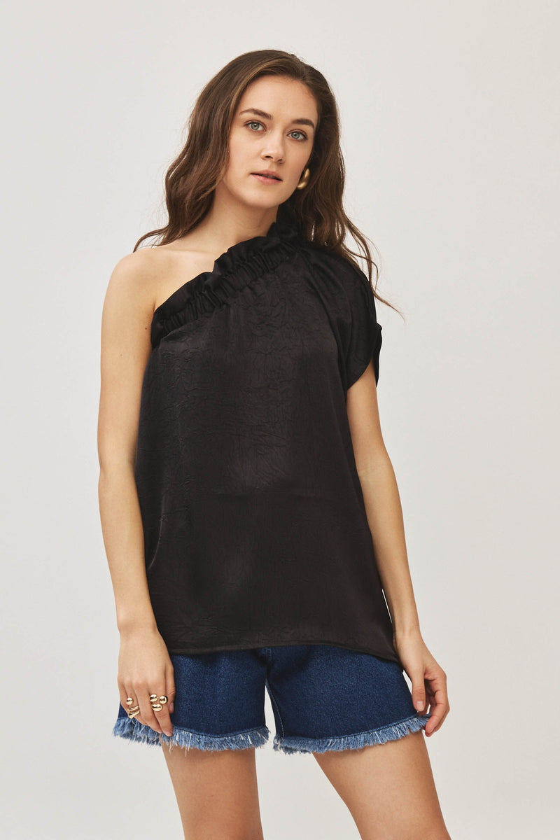 ⛵️Spring/Summer 2025 - Phili - one shoulder -One Shoulder top -  Black texture