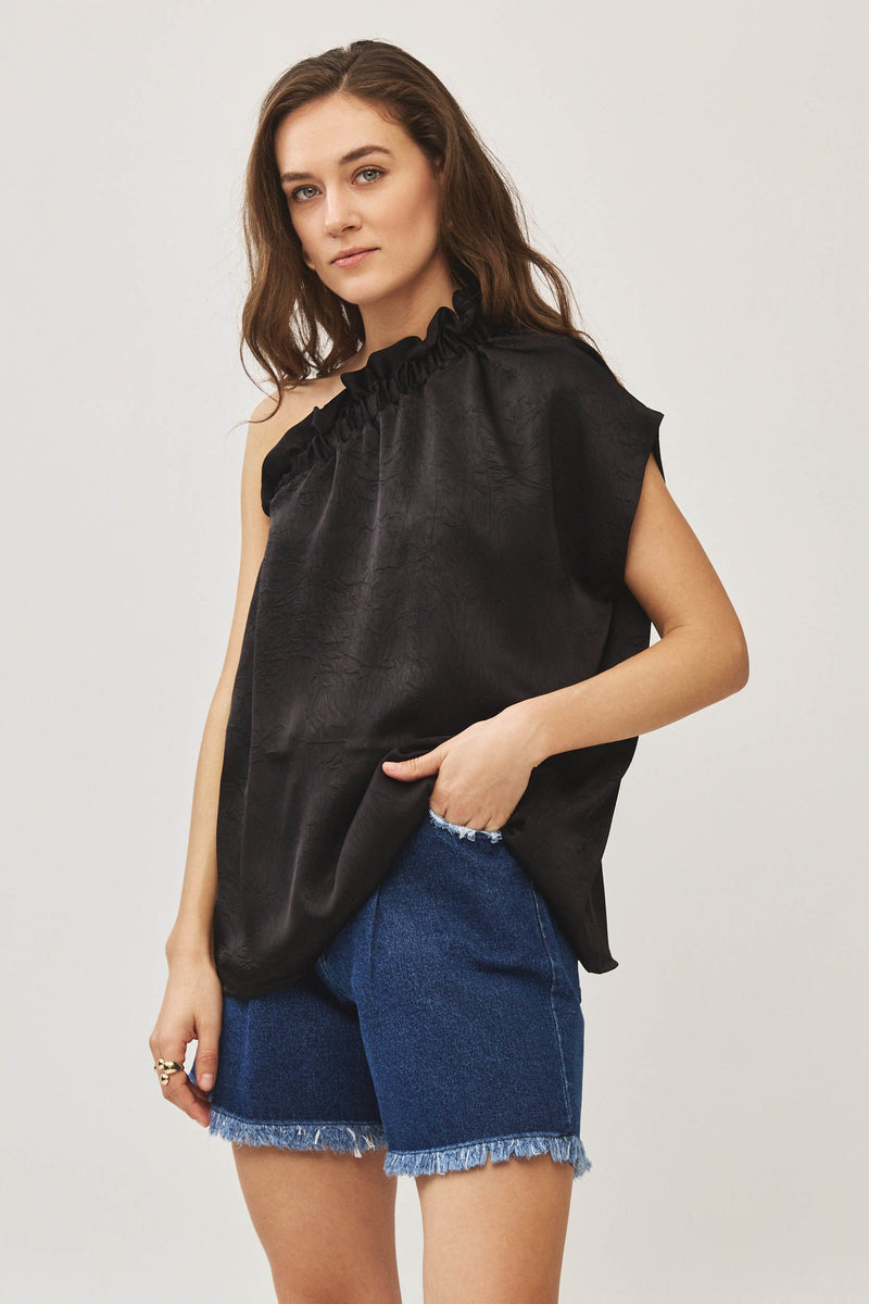 ⛵️Spring/Summer 2025 - Phili - one shoulder -One Shoulder top -  Black texture
