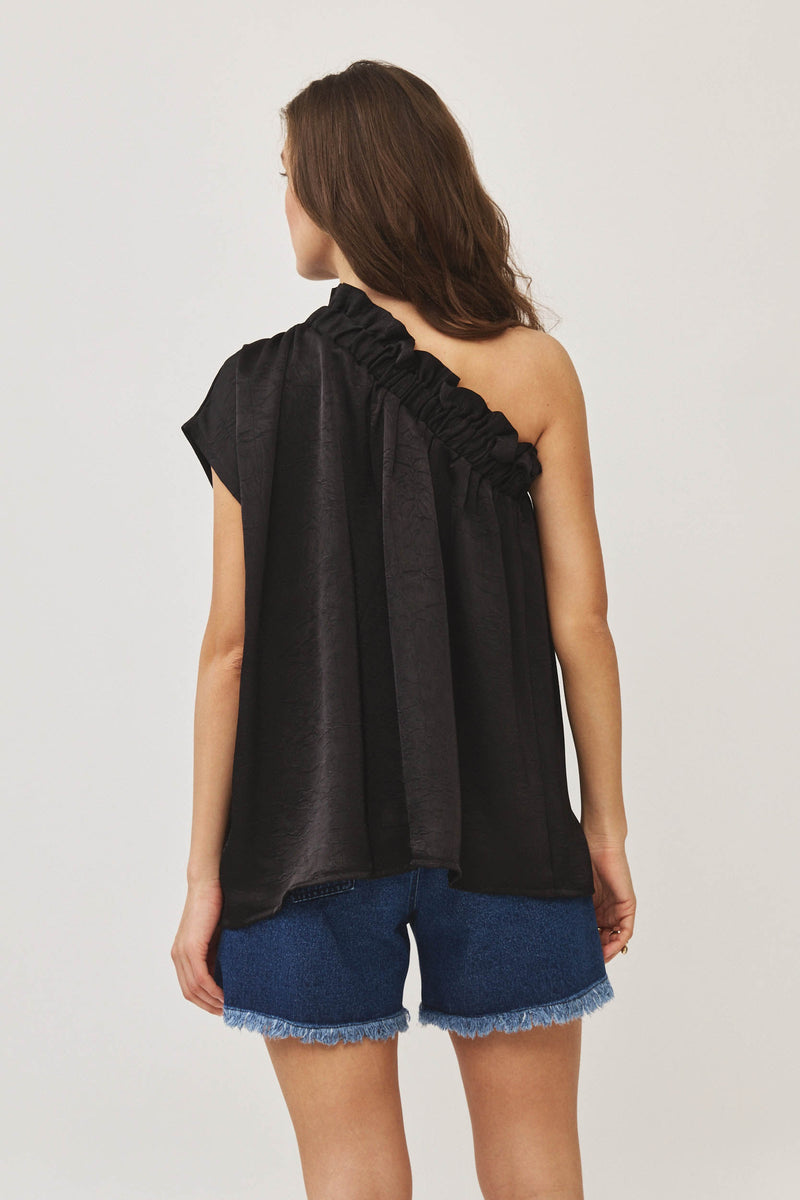 ⛵️Spring/Summer 2025 - Phili - one shoulder -One Shoulder top -  Black texture