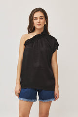 ⛵️Spring/Summer 2025 - Phili - one shoulder -One Shoulder top -  Black texture