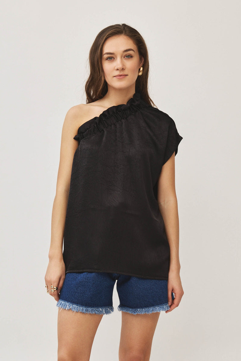 ⛵️Spring/Summer 2025 - Phili - one shoulder -One Shoulder top -  Black texture