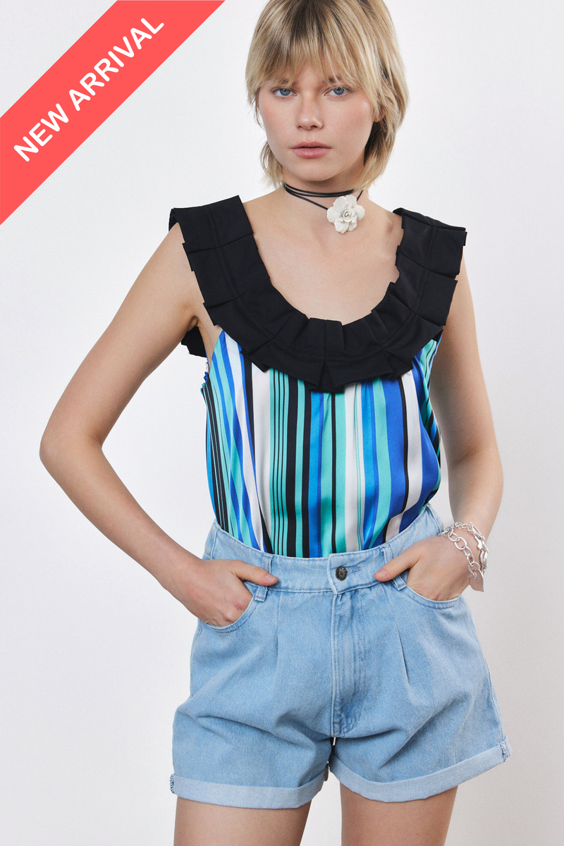 ⛵️Spring/Summer 2025 - Helena- Ruffle-Trim Sleeveless Top- Sail away 🐠