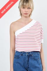 ⛵️Spring/Summer 2025 - Theo - one shoulder- asymmetric T-Shirt- Candy Cane 🎅!