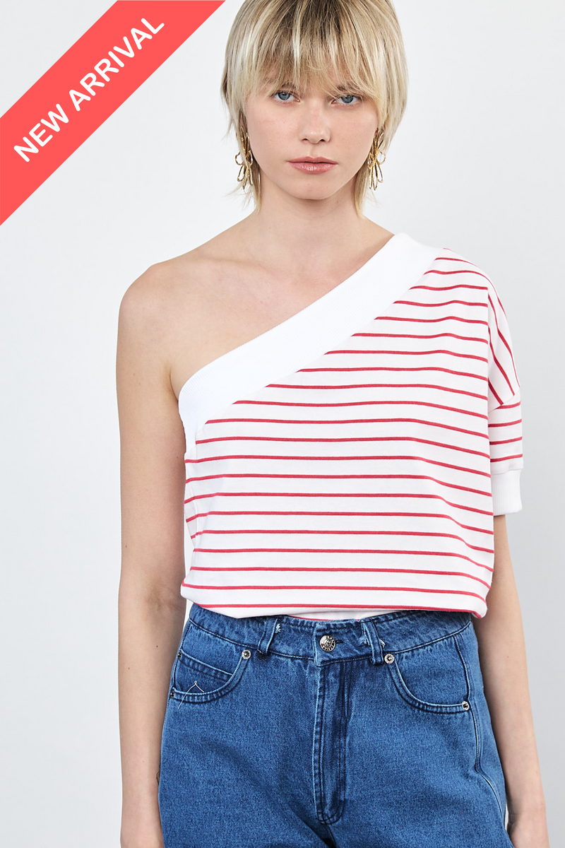 ⛵️Spring/Summer 2025 - Theo - one shoulder- asymmetric T-Shirt- Candy Cane 🎅!