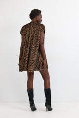 Solar eclipse dress 🌖 - Black and White - Brown leo hairy and wild- *NEW*
