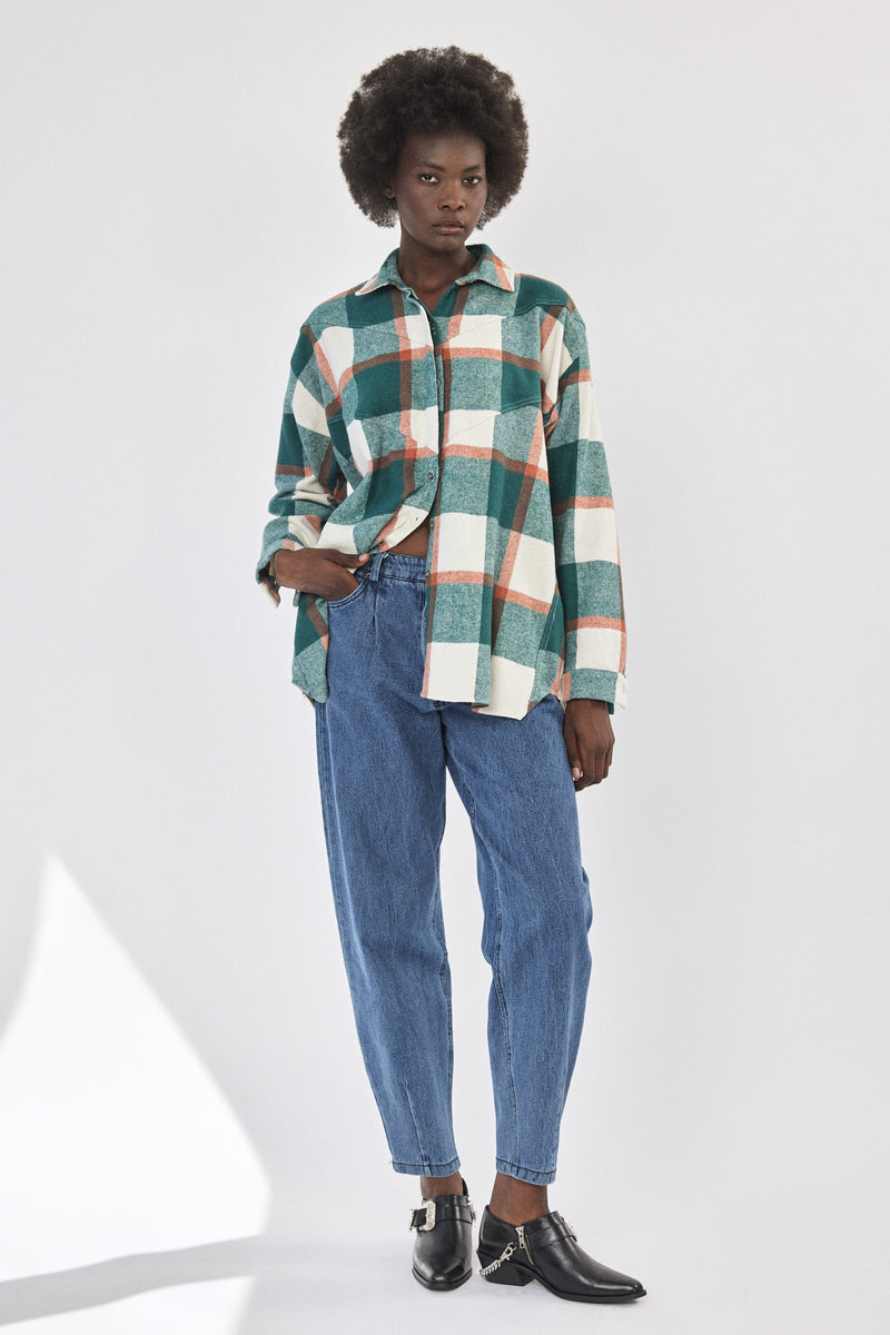 ❄️Winter 2023/2024 - Klips -shirt - Flannel in a neutral checked pattern - colorful