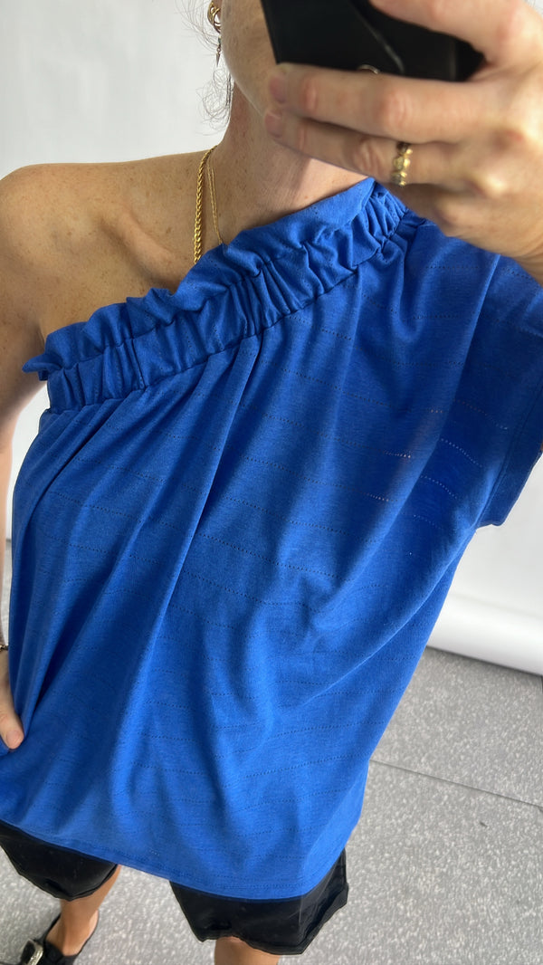 Sample- one shoulder T shirt Blue
