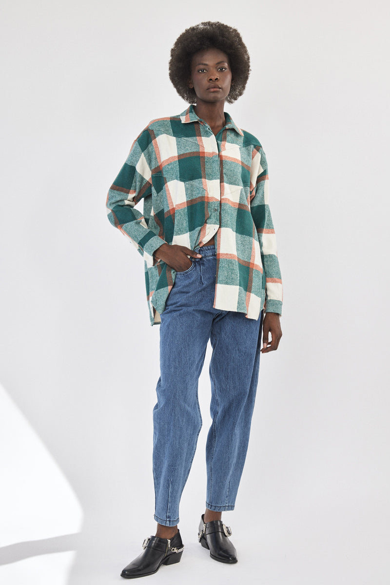 ❄️Winter 2023/2024 - Klips -shirt - Flannel in a neutral checked pattern - colorful
