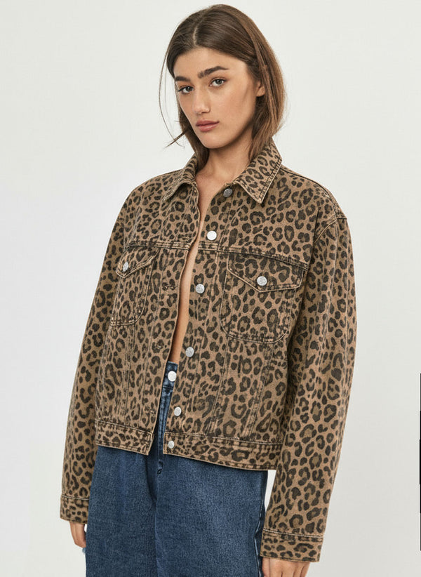 🧦Autumn/Winter 2025/2026  - JAMIE - Denim jacket - distressed leopard