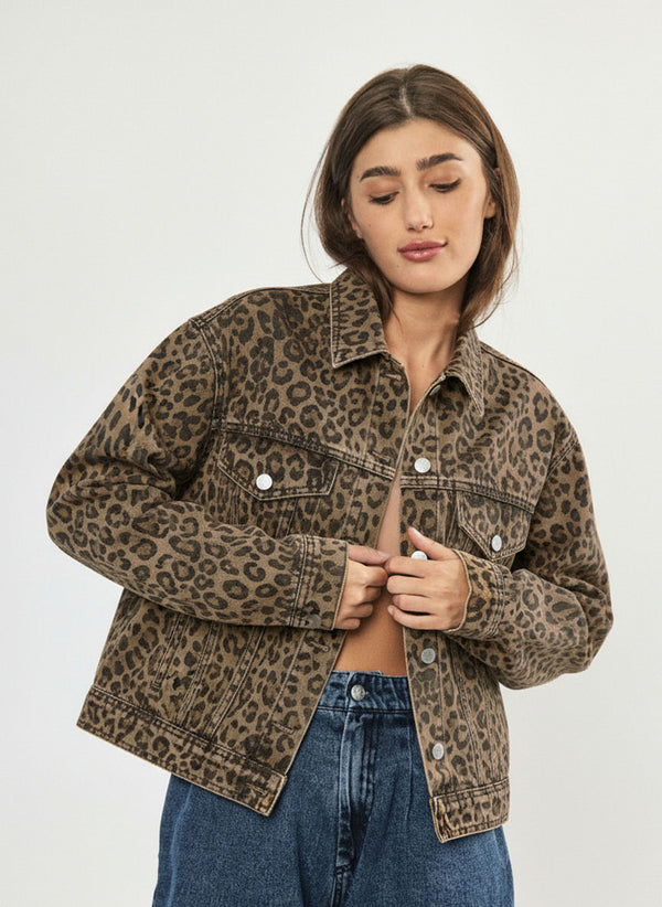 🧦Autumn/Winter 2025/2026  - JAMIE - Denim jacket - distressed leopard