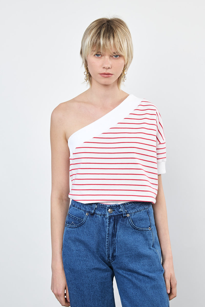 ⛵️Spring/Summer 2025 - Theo - one shoulder- asymmetric T-Shirt- Candy Cane 🎅!