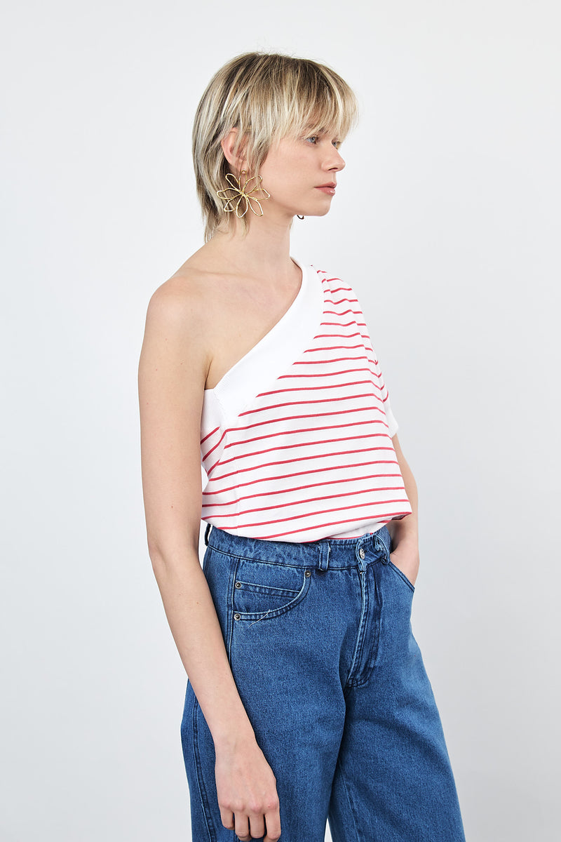 ⛵️Spring/Summer 2025 - Theo - one shoulder- asymmetric T-Shirt- Candy Cane 🎅!