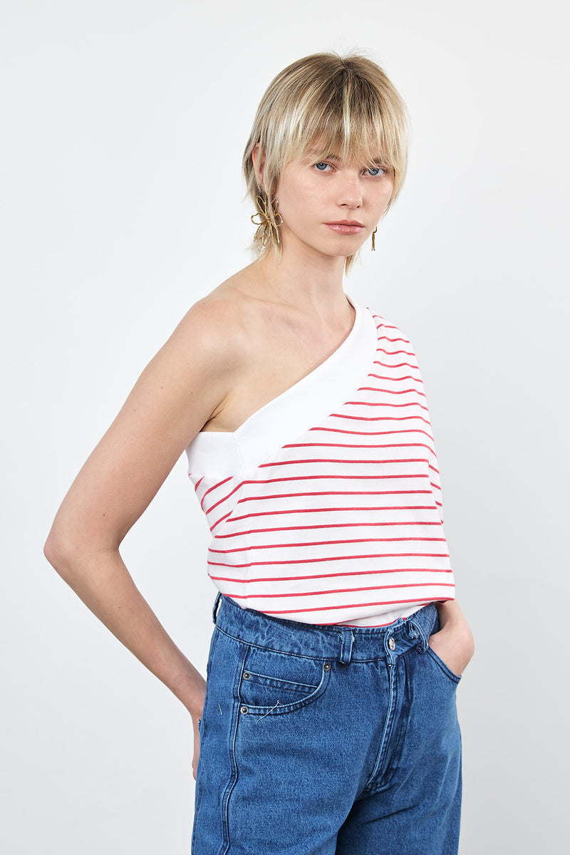 ⛵️Spring/Summer 2025 - Theo - one shoulder- asymmetric T-Shirt- Candy Cane 🎅!