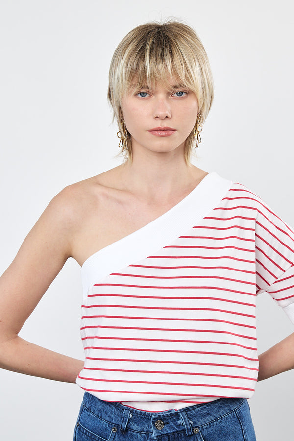 ⛵️Spring/Summer 2025 - Theo - one shoulder- asymmetric T-Shirt- Candy Cane 🎅!