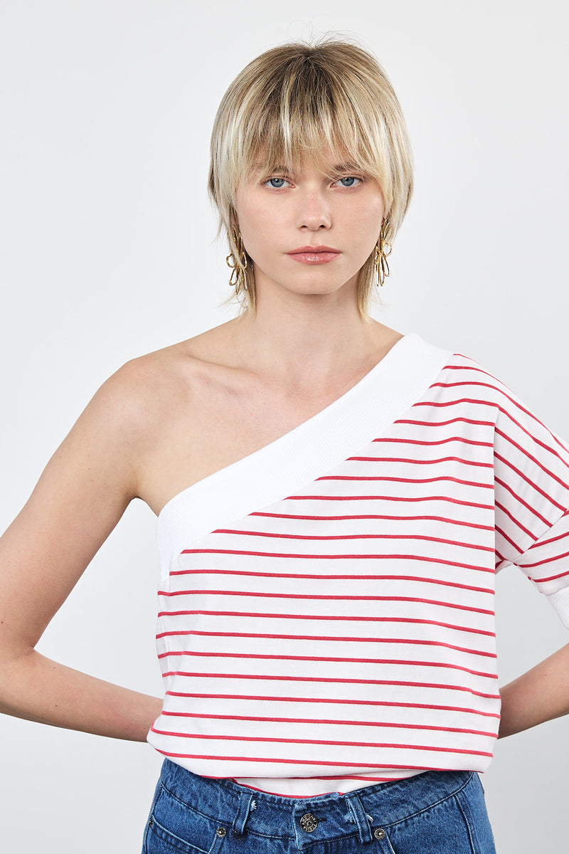 ⛵️Spring/Summer 2025 - Theo - one shoulder- asymmetric T-Shirt- Candy Cane 🎅!