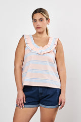 ⛵️Spring/Summer 2025 - Helena- Ruffle-Trim Sleeveless Top- Ice cream. 🍧