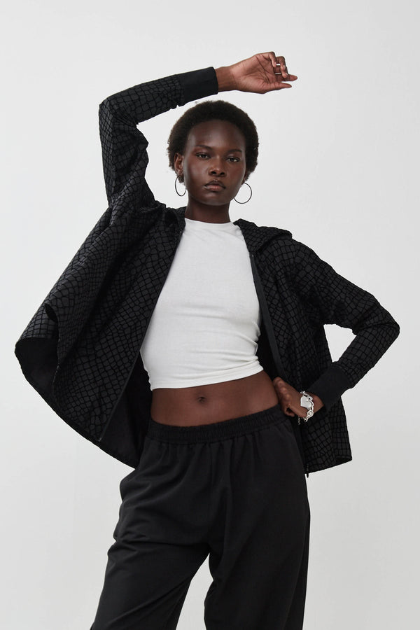 🧦 Autumn/Winter 2025/2026- The Bun zip up hoodie - BLACK SNAKE (NYLON)