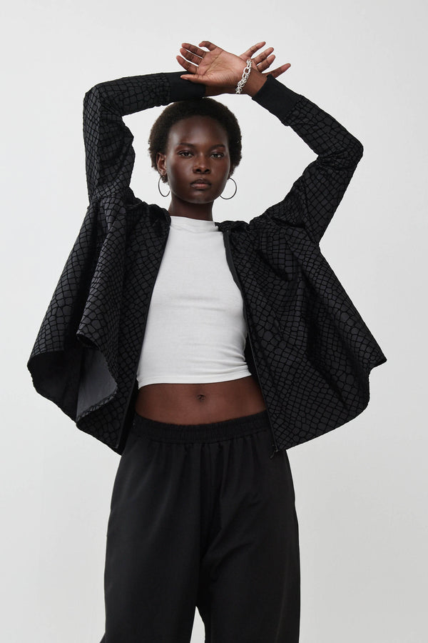 🧦 Autumn/Winter 2025/2026- The Bun zip up hoodie - BLACK SNAKE (NYLON)