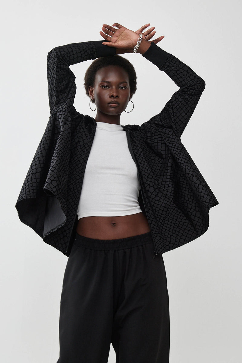 🧦 Autumn/Winter 2025/2026- The Bun zip up hoodie - BLACK SNAKE (NYLON)