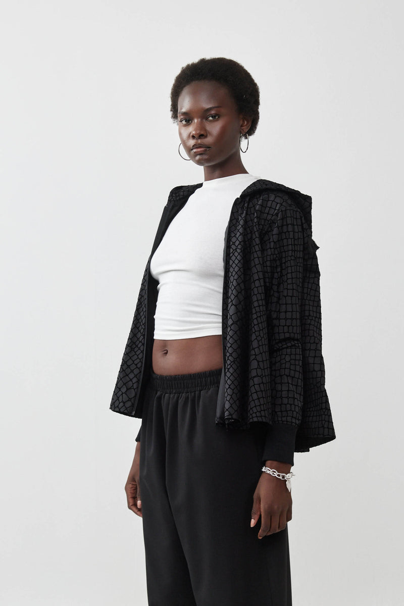 🧦 Autumn/Winter 2025/2026- The Bun zip up hoodie - BLACK SNAKE (NYLON)