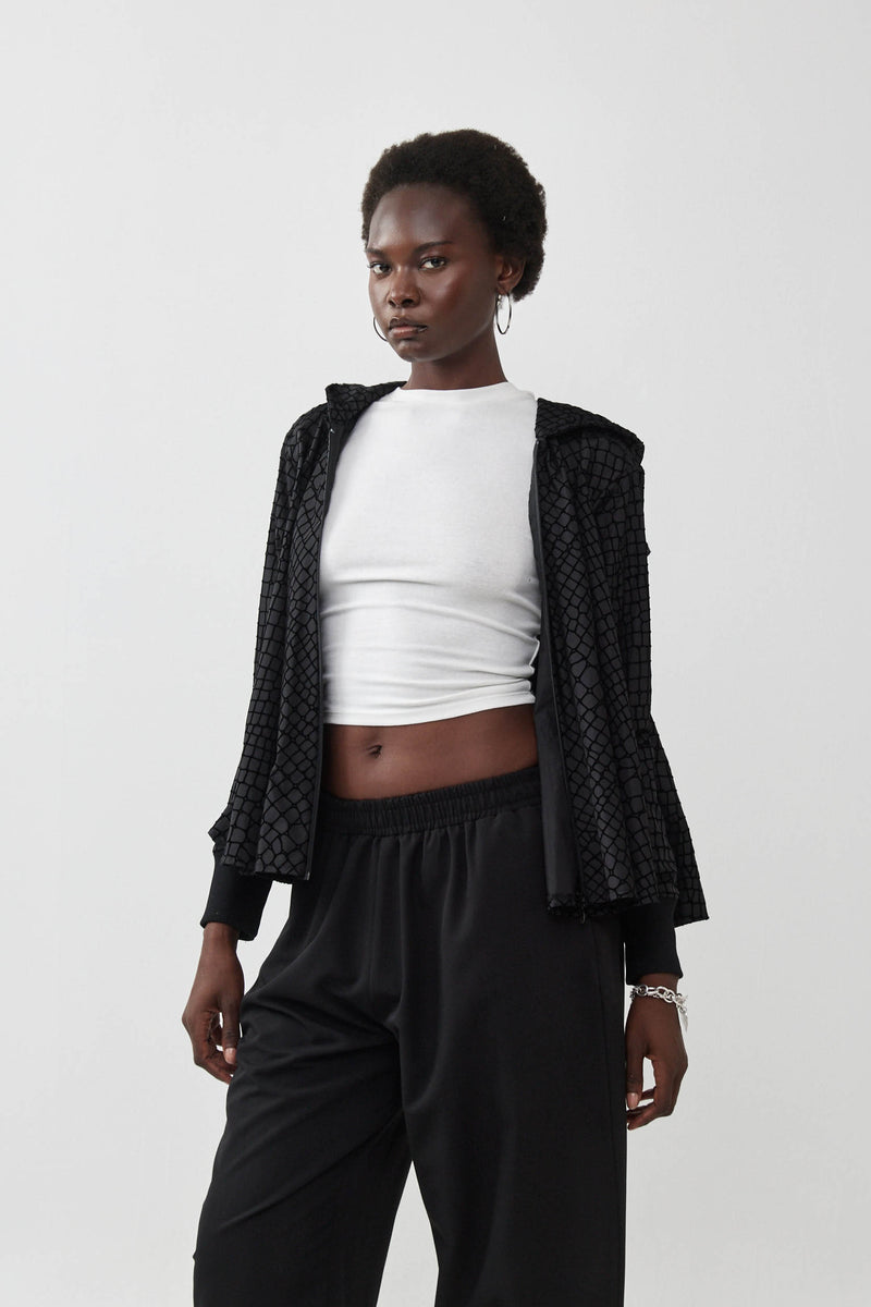 🧦 Autumn/Winter 2025/2026- The Bun zip up hoodie - BLACK SNAKE (NYLON)