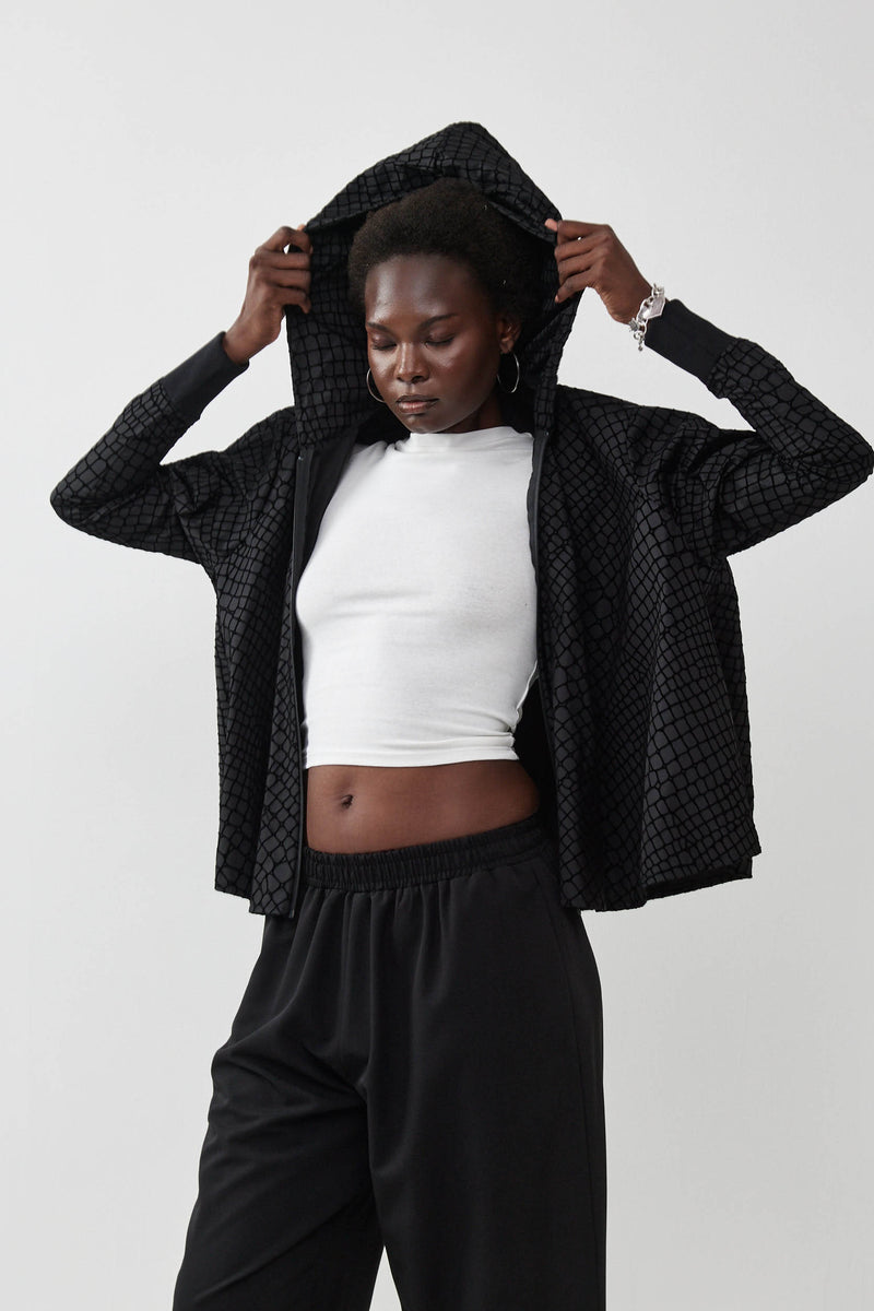 🧦 Autumn/Winter 2025/2026- The Bun zip up hoodie - BLACK SNAKE (NYLON)