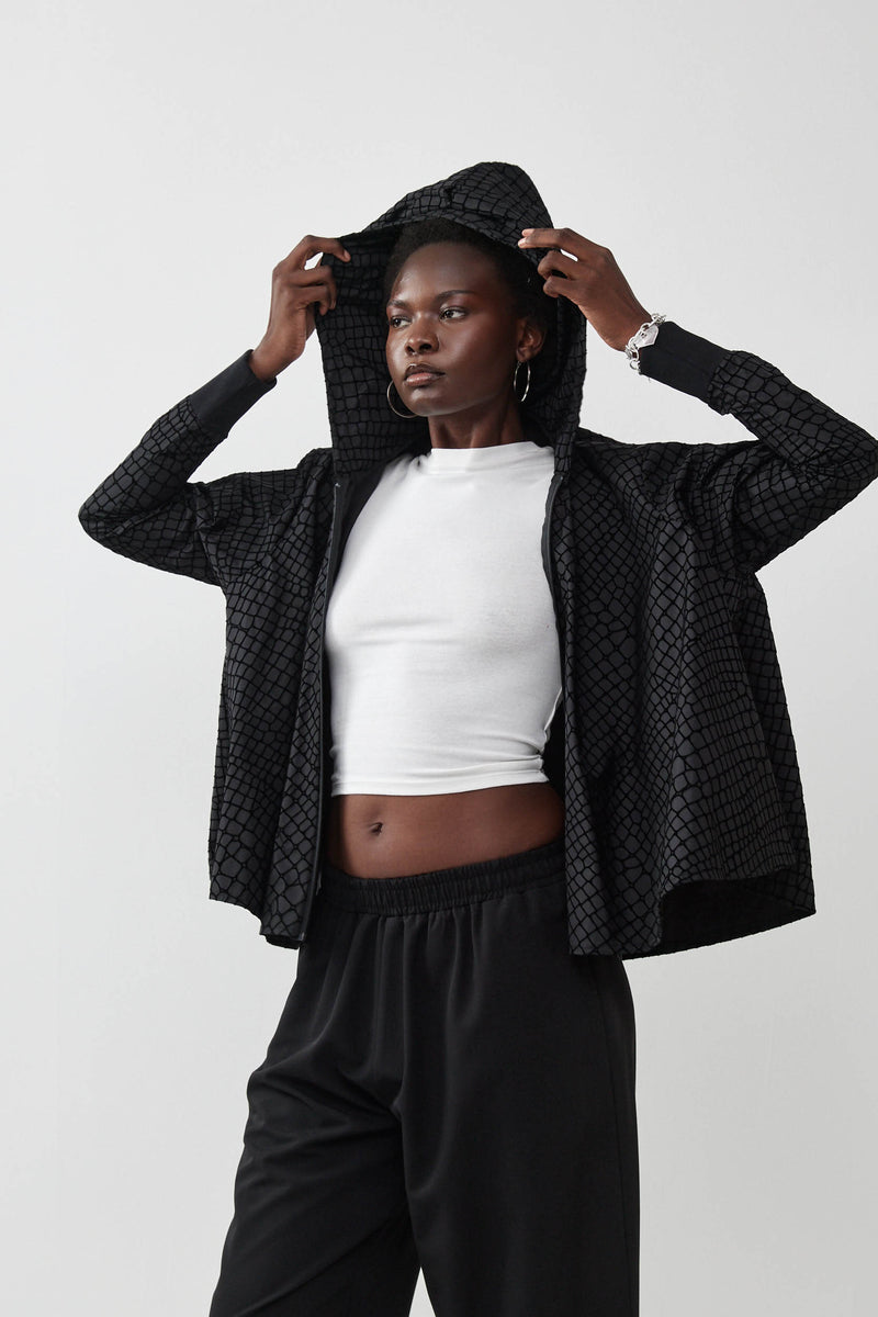 🧦 Autumn/Winter 2025/2026- The Bun zip up hoodie - BLACK SNAKE (NYLON)