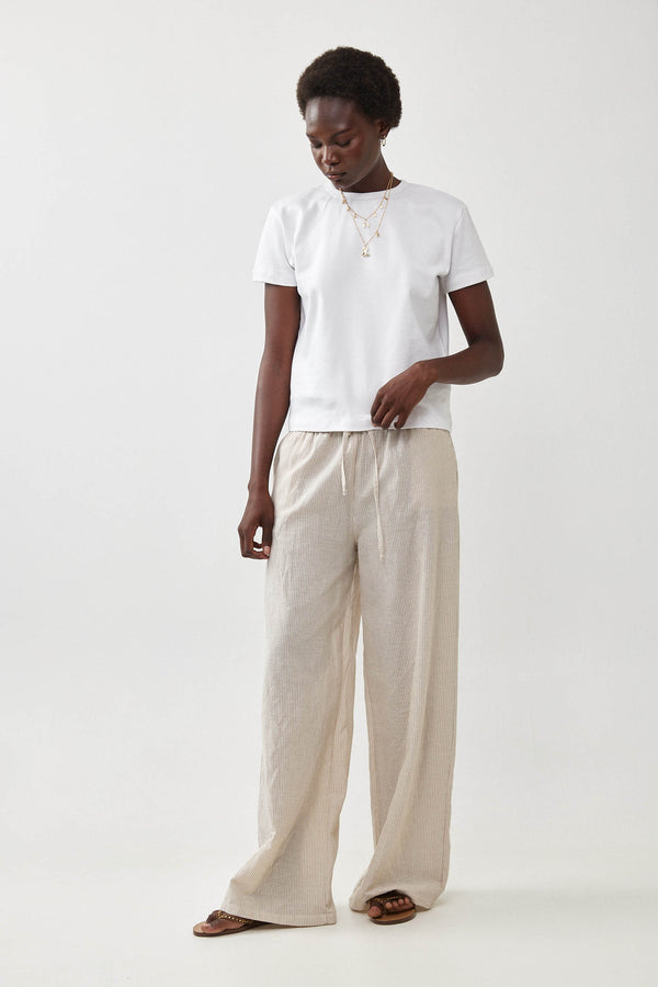 🧦 Autumn/Winter 2025/2026 - Bon Voyage wide leg pants- Oatmeal Stripes