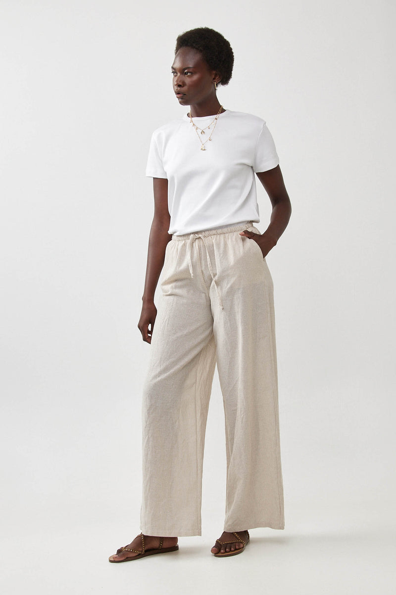 🧦 Autumn/Winter 2025/2026 - Bon Voyage wide leg pants- Oatmeal Stripes