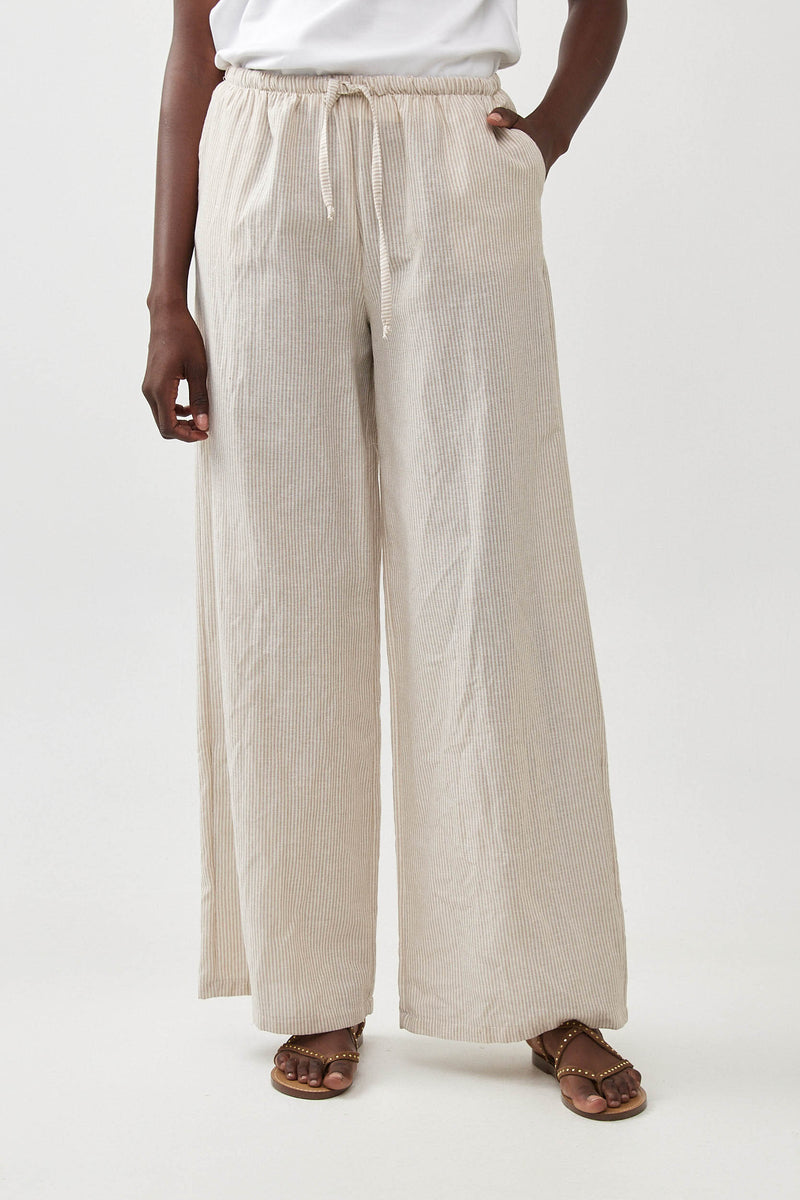 🧦 Autumn/Winter 2025/2026 - Bon Voyage wide leg pants- Oatmeal Stripes