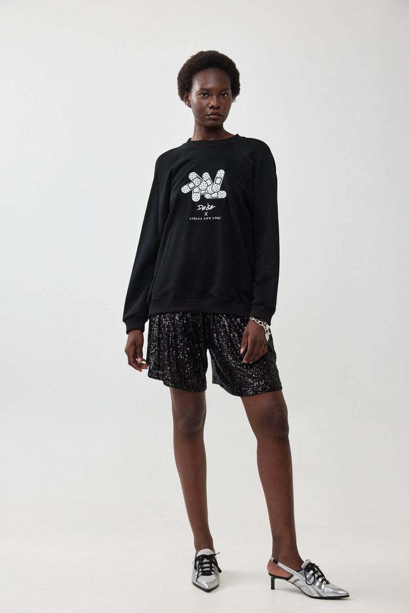 🧦Autumn/Winter 2025/2026 - Galaxy Sweatshirt - 🩹 Dede × Stella and Lori - Galaxy Sweatshirt - Black