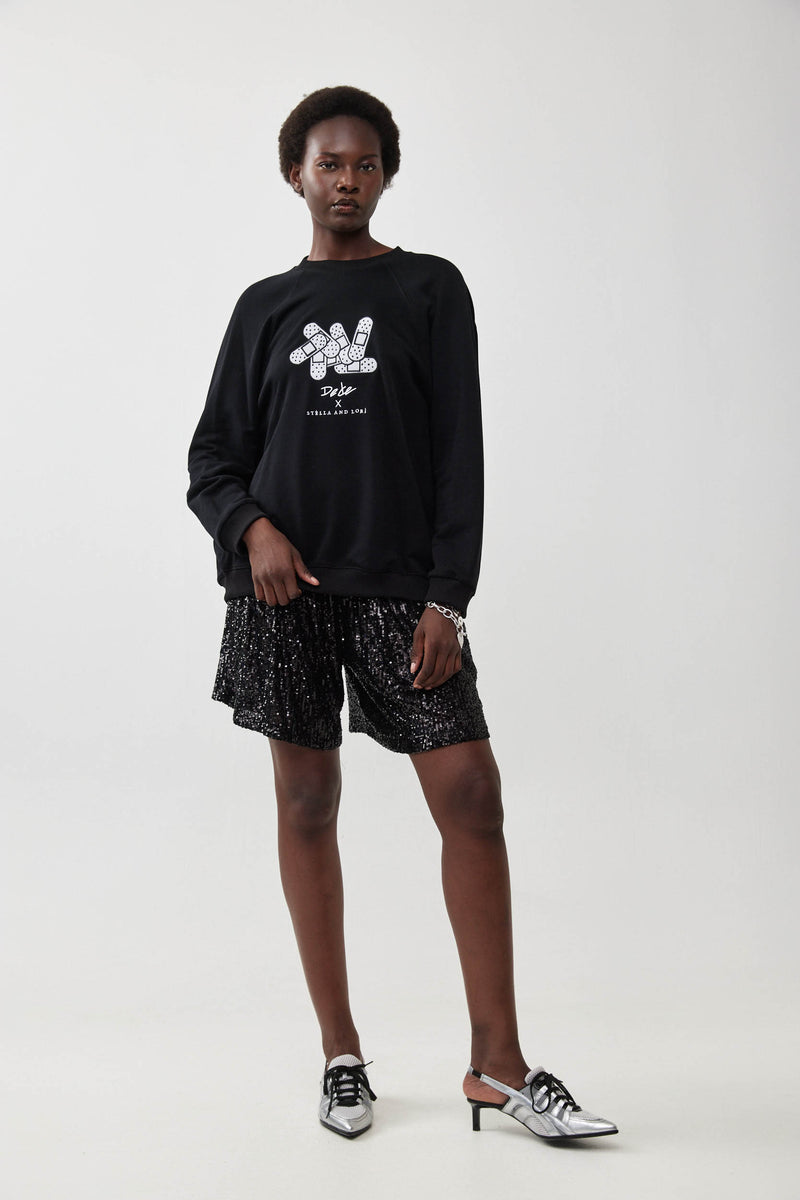 🧦Autumn/Winter 2025/2026 - Galaxy Sweatshirt - 🩹 Dede × Stella and Lori - Galaxy Sweatshirt - Black