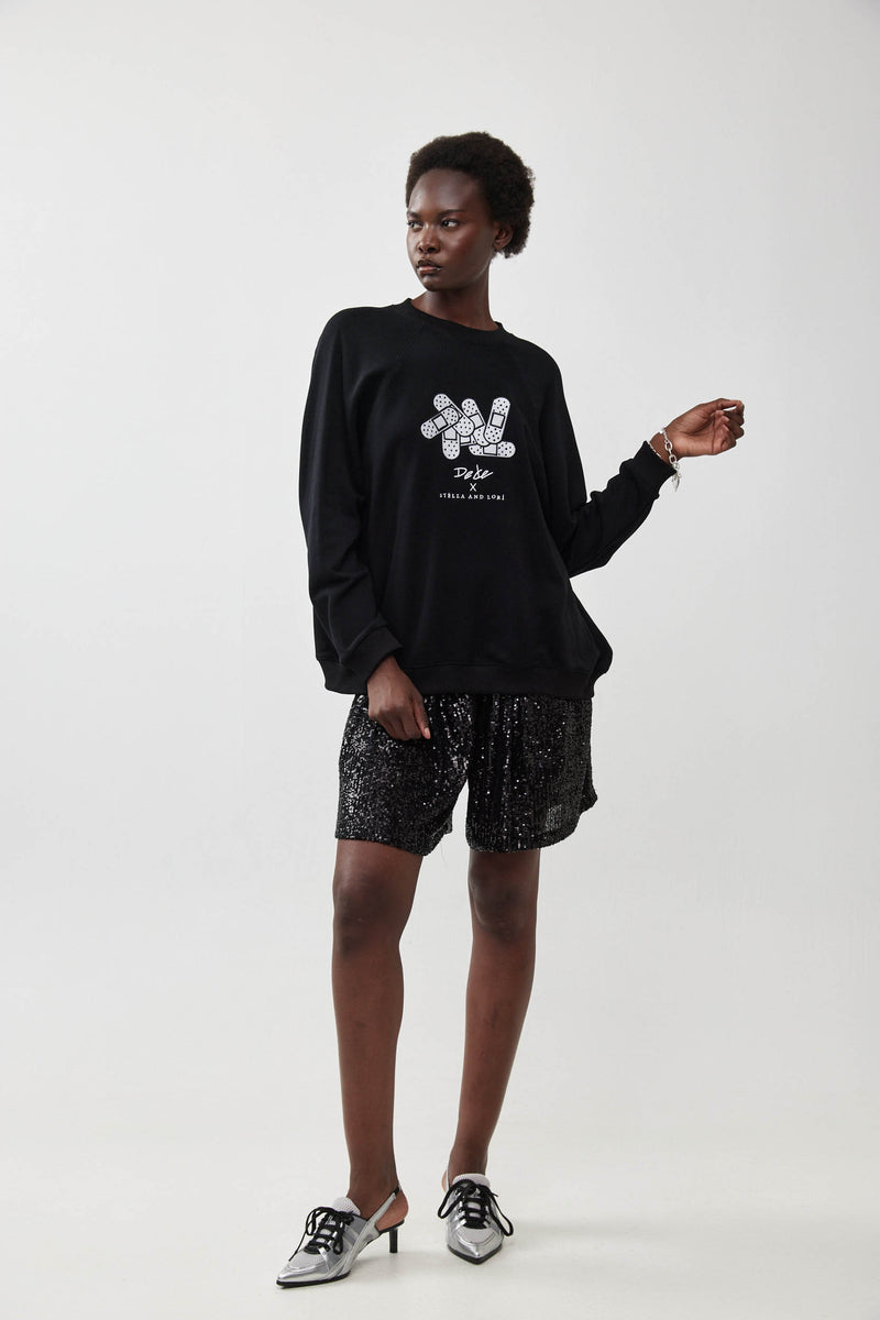 🧦Autumn/Winter 2025/2026 - Galaxy Sweatshirt - 🩹 Dede × Stella and Lori - Galaxy Sweatshirt - Black