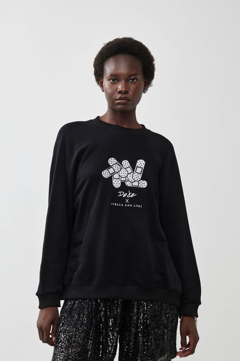 🧦Autumn/Winter 2025/2026 - Galaxy Sweatshirt - 🩹 Dede × Stella and Lori - Galaxy Sweatshirt - Black