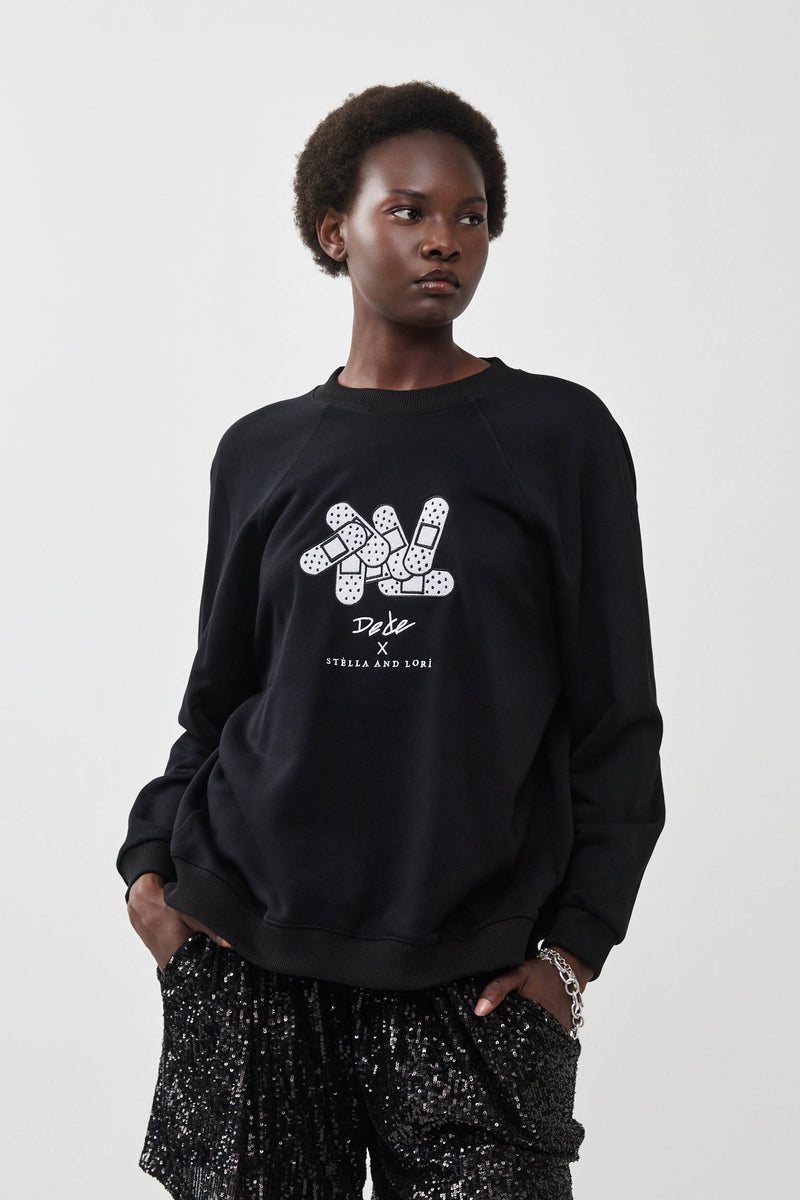 🧦Autumn/Winter 2025/2026 - Galaxy Sweatshirt - 🩹 Dede × Stella and Lori - Galaxy Sweatshirt - Black