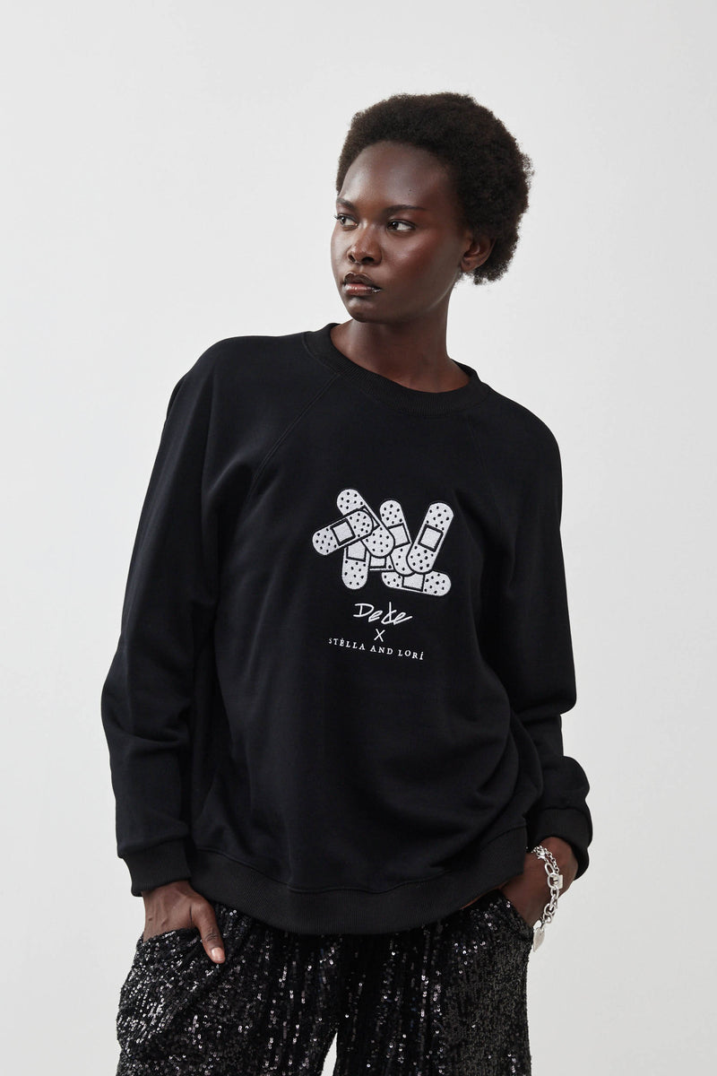 🧦Autumn/Winter 2025/2026 - Galaxy Sweatshirt - 🩹 Dede × Stella and Lori - Galaxy Sweatshirt - Black