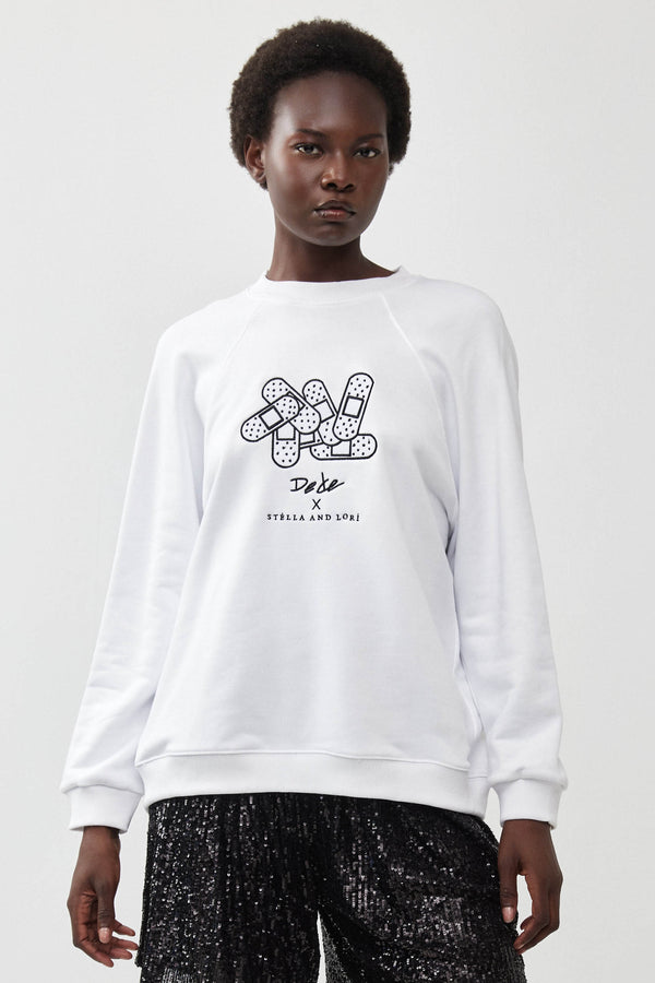 🧦Autumn/Winter 2025/2026 - Galaxy Sweatshirt - 🩹 Dede × Stella and Lori - Galaxy Sweatshirt - White