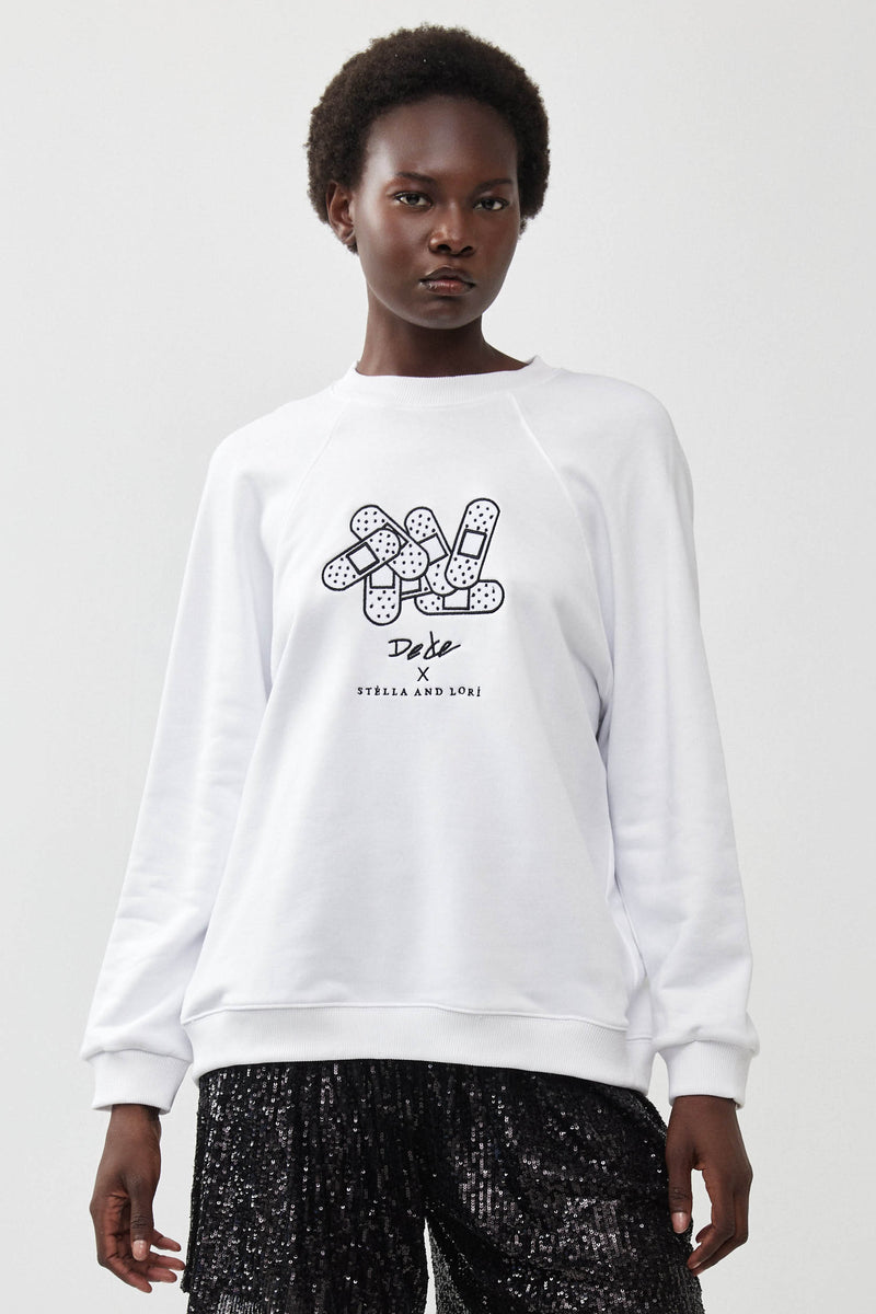 🧦Autumn/Winter 2025/2026 - Galaxy Sweatshirt - 🩹 Dede × Stella and Lori - Galaxy Sweatshirt - White