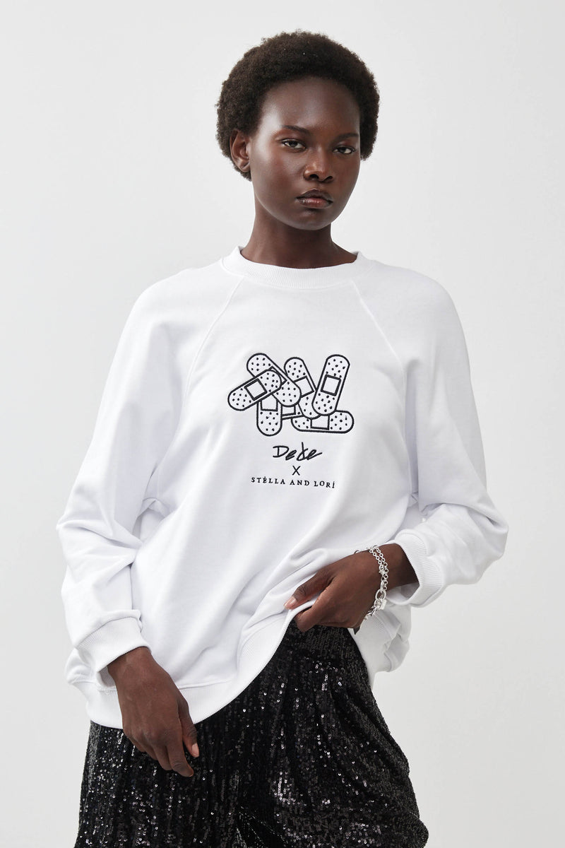 🧦Autumn/Winter 2025/2026 - Galaxy Sweatshirt - 🩹 Dede × Stella and Lori - Galaxy Sweatshirt - White