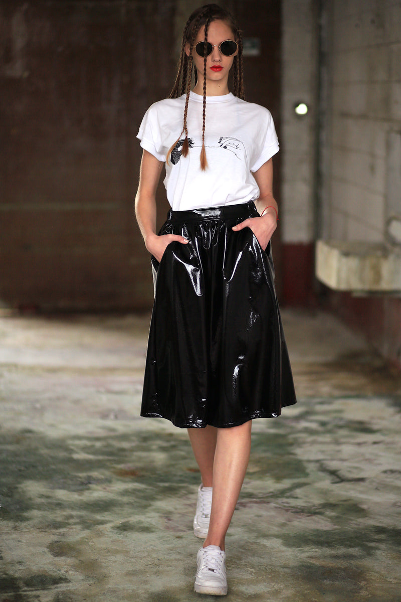 Black Vinyl Skirt
