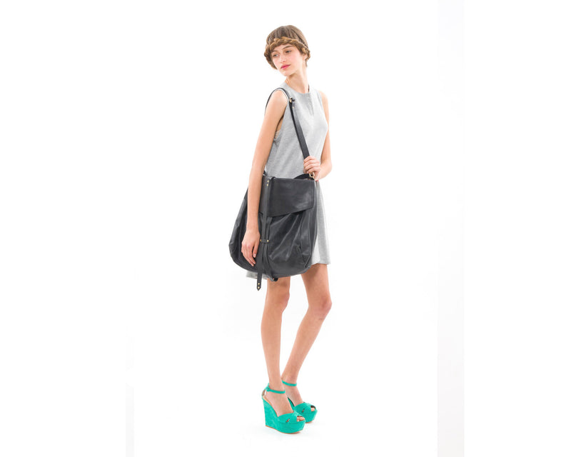 Black Leather Hobo