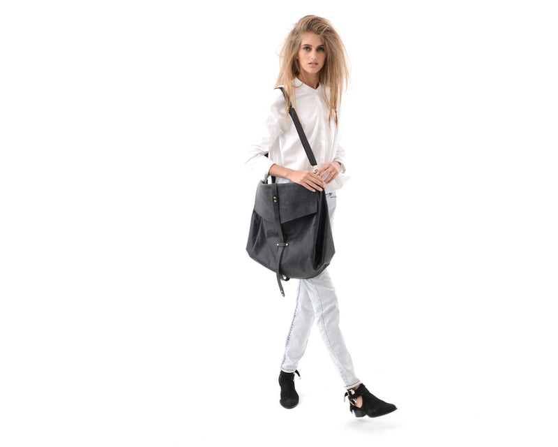 Black Leather Hobo