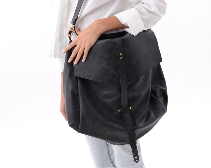 Black Leather Hobo