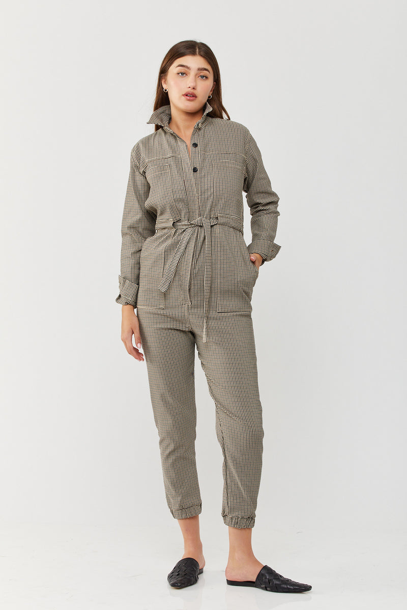 ⛈Winter 2022 - Ada Maxi Jumpsuit - Size 36 Beige and Brown squares