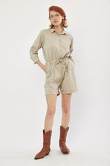 ☃️ Winter 2023  -  Worker - Long sleeves short Jumpsuit - Stone