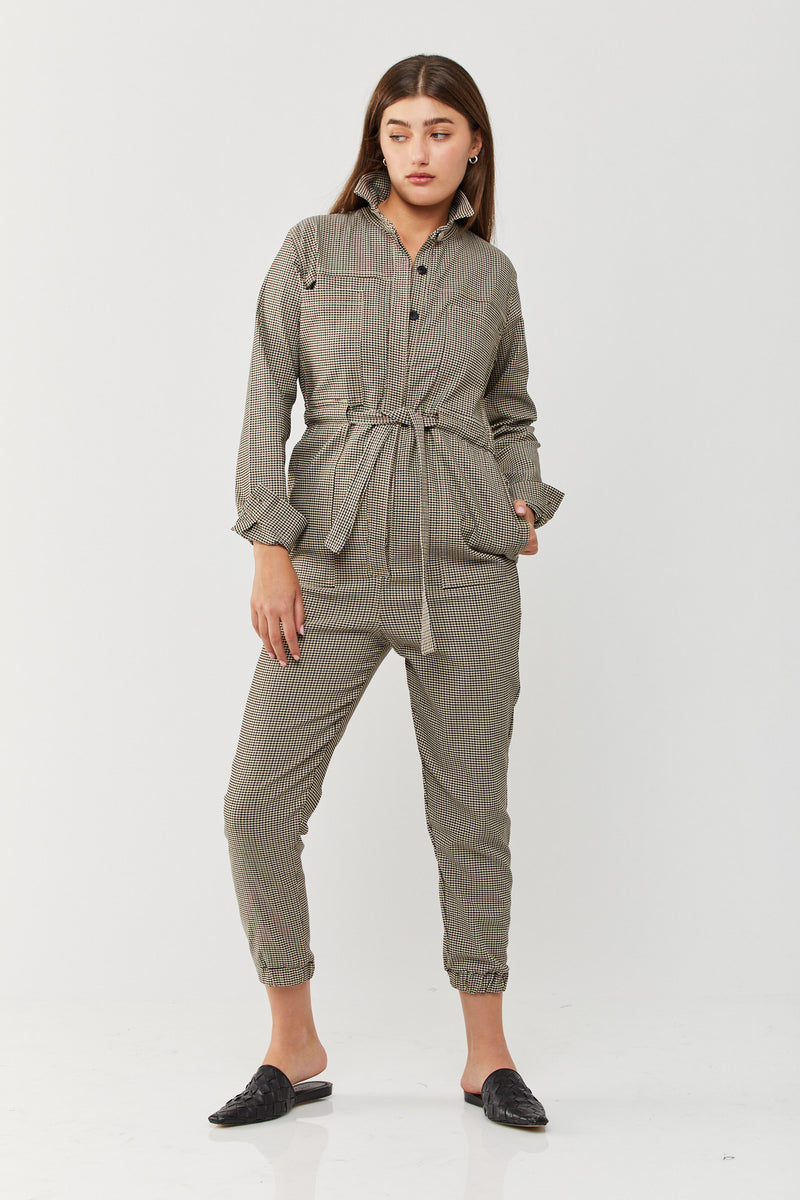 ⛈Winter 2022 - Ada Maxi Jumpsuit - Size 36 Beige and Brown squares