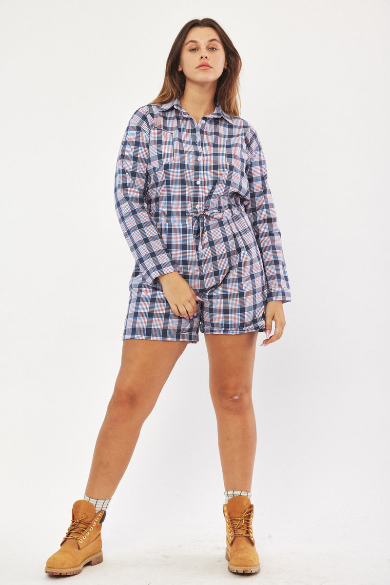 ☃️ Winter 2023  -  Worker - Long sleeves short Jumpsuit - Tommy Plaid