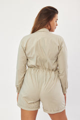 ☃️ Winter 2023  -  Worker - Long sleeves short Jumpsuit - Stone